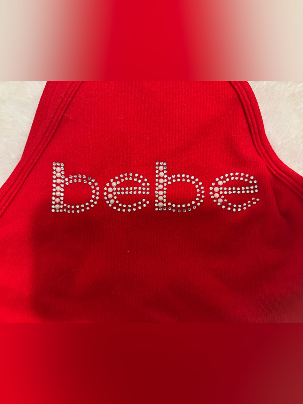 bebe Red Crystal Logo Ribbed Tank - Picture 2 of 4